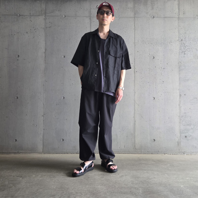 STILL BY HAND (スティルバイハンド)  [ SH03252 ] French Linen Open Collar Shirts フレンチリネン オープンカラーシャツ (ECRU) (BLACK)