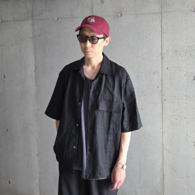 STILL BY HAND (スティルバイハンド)  [ SH03252 ] French Linen Open Collar Shirts フレンチリネン オープンカラーシャツ (ECRU) (BLACK)
