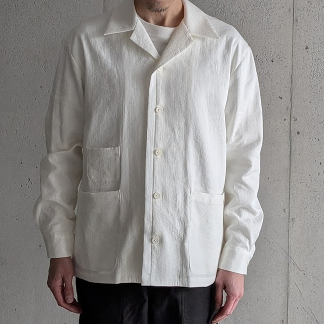 SEEALL (シーオール) SAU63 SH182 [ OPENCOLLAR 50'S SHIRTS ] オープンカラー 50年代 シャツジャケット (WHITE)