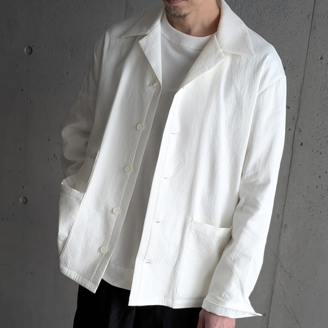 SEEALL (シーオール) SAU63 SH182 [ OPENCOLLAR 50'S SHIRTS ] オープンカラー 50年代 シャツジャケット (WHITE)