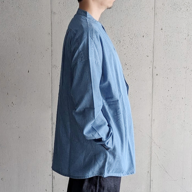 SEEALL (シーオール) [ EXTRA OVER BAND COLLAR SHIRTS ]  エクストラオーバー バンドカラー バンドカラーシャツ (DENIM WASHED)