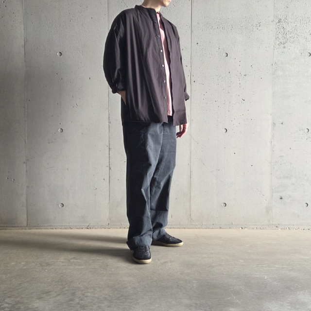 SEEALL (シーオール) [ EXTRA OVER BAND COLLAR SHIRTS ]  エクストラオーバー バンドカラー バンドカラーシャツ (BLACK)