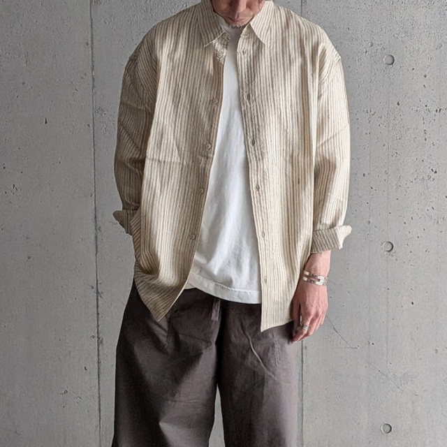SEEALL (シーオール) [ REGULAR COLLAR SHIRTS ] レギュラーカラーシャツ (NATURAL STRIPE)