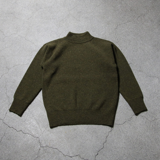 slopeslow (スロープスロー) 1253009-252SLP [ Hard twisted Shetlandwool GOB SWEATER ] モックネック セーター (RED)(KHAKI MIX)(BLACK)