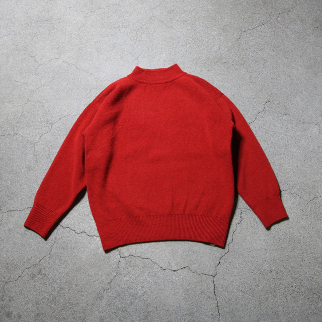 slopeslow (スロープスロー) 1253009-252SLP [ Hard twisted Shetlandwool GOB SWEATER ] モックネック セーター (RED)(KHAKI MIX)(BLACK)
