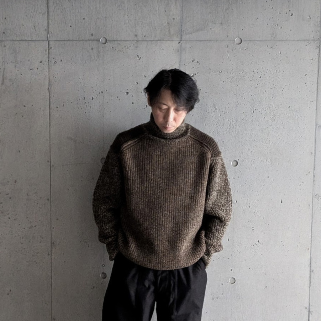slopeslow (スロープスロー) 1253014-252SLP [ brushed yak / shetland wool TURTLE NECK SWEATER ] タートルネック セーター (BROWN)