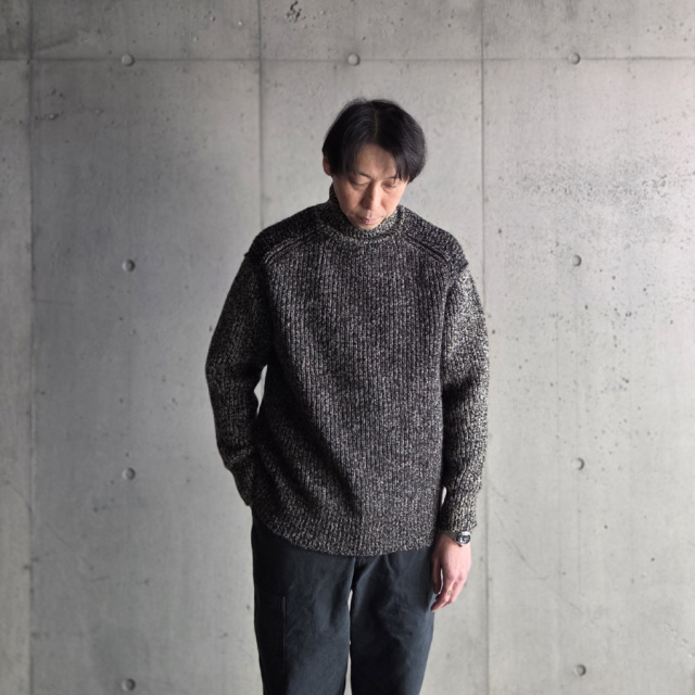 slopeslow (スロープスロー) 1253014-252SLP [ brushed yak / shetland wool TURTLE NECK SWEATER ] タートルネック セーター (BLACK CANDY)