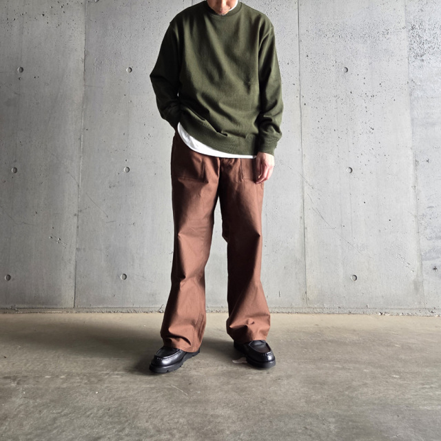 95-254-006 [WAVE COTTON KNIT PULLOVER (SOLID)] 強撚ウェーブコットン ニット クルーネックプルオーバー (KHAKI)(GREY)(BLACK)