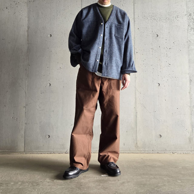 95-254-006 [WAVE COTTON KNIT PULLOVER (SOLID)] 強撚ウェーブコットン ニット クルーネックプルオーバー (KHAKI)(GREY)(BLACK)