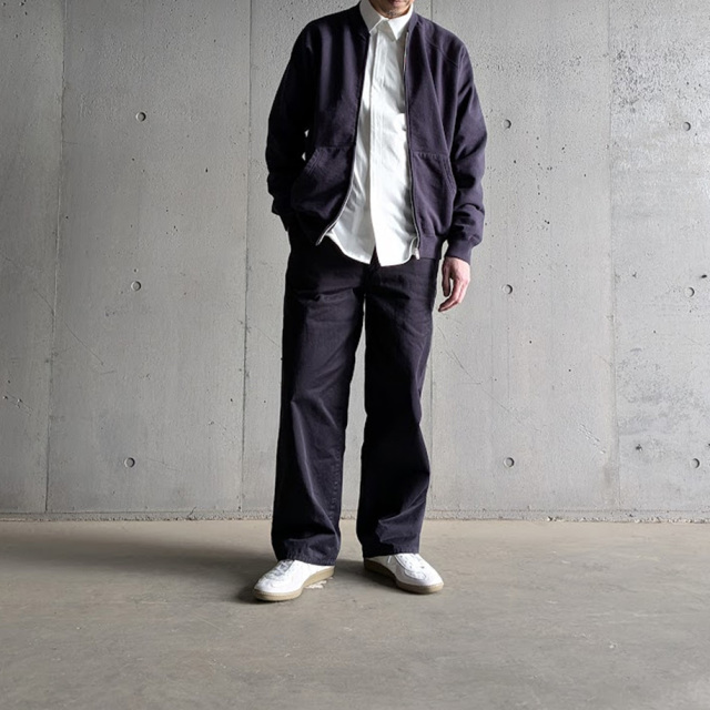 Y (ワイ) 1656125439 [ ORGANIC COTTON HEAVY WEIGHT FLEECE ZIP UP BLOUSON ] オーガニックコットンチノ アジャスタートラウザーズ (NAVY)