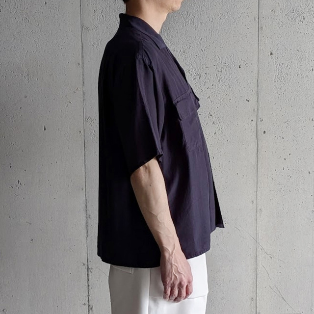 Y (ワイ) 1656150433 [ TENCEL POPLIN OPEN COLLAR SHIRT ] テンセル ポプリン オープンカラーシャツ (NAVY)
