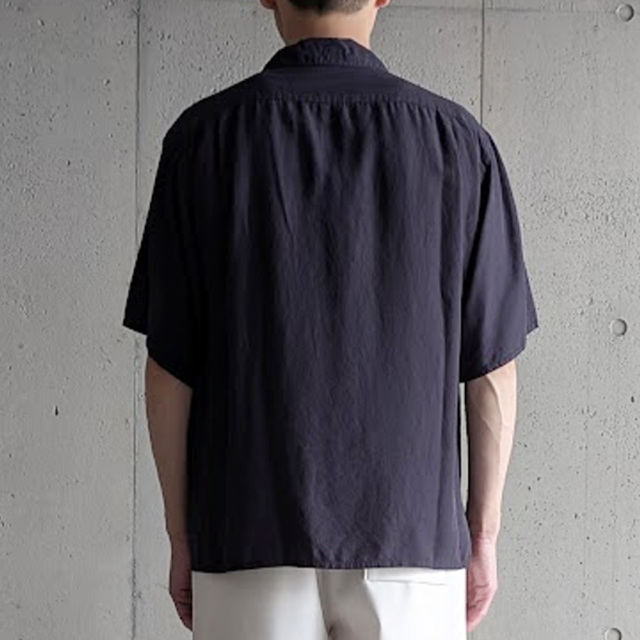 Y (ワイ) 1656150433 [ TENCEL POPLIN OPEN COLLAR SHIRT ] テンセル ポプリン オープンカラーシャツ (NAVY)
