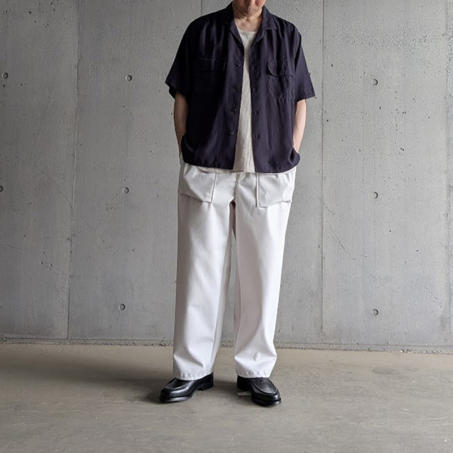 Y (ワイ) 1656150433 [ TENCEL POPLIN OPEN COLLAR SHIRT ] テンセル ポプリン オープンカラーシャツ (NAVY)
