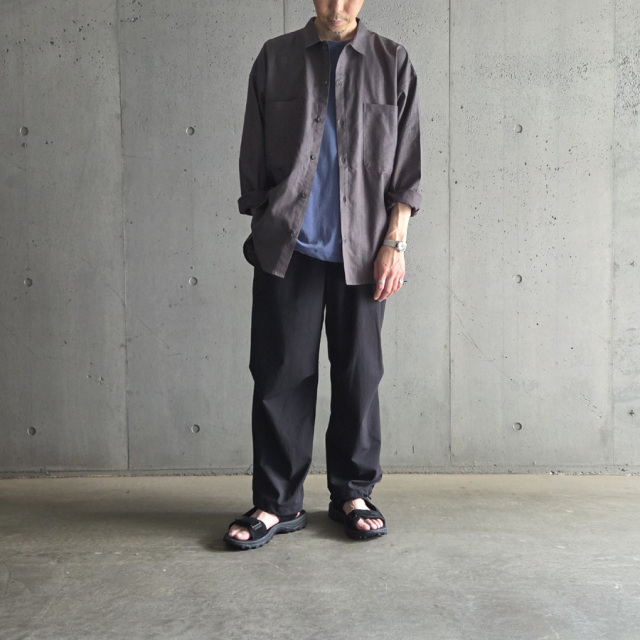 YARMO THE UNIFORM (ヤーモ ザ ユニフォーム) YTU-25SS 10 [ PAINTER SHIRT_Ramie/Cotton ] ペインターシャツ (ロングワークシャツ)ラミー/コットン (NAVY) (GRAY)