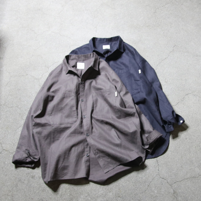 YARMO THE UNIFORM (ヤーモ ザ ユニフォーム) YTU-25SS 10 [ PAINTER SHIRT_Ramie/Cotton ] ペインターシャツ (ロングワークシャツ)ラミー/コットン (NAVY) (GRAY) 