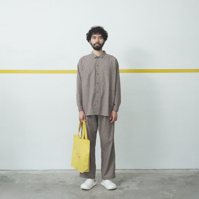 YARMO THE UNIFORM (ヤーモ ザ ユニフォーム) YTU-25SS 10 [ PAINTER SHIRT_Ramie/Cotton ] ペインターシャツ (ロングワークシャツ)ラミー/コットン (NAVY) (GRAY)