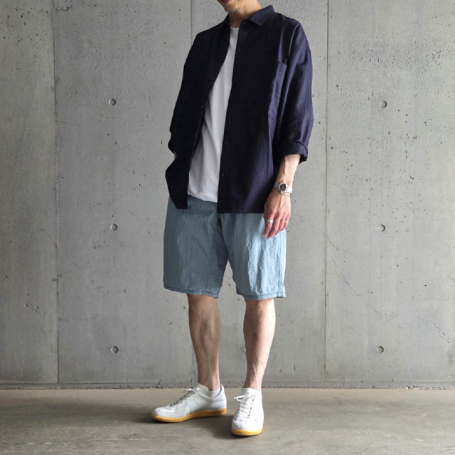 YARMO THE UNIFORM (ヤーモ ザ ユニフォーム) YTU-25SS 10 [ PAINTER SHIRT_Ramie/Cotton ] ペインターシャツ (ロングワークシャツ)ラミー/コットン (NAVY) (GRAY)