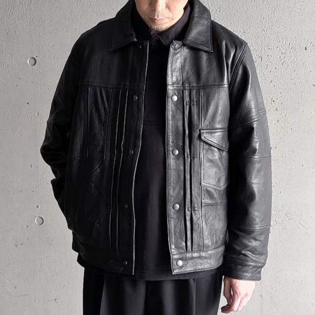 YOUSED (ユーズド) [ 3POCKET 1st LEATHER JACKET ] リメイク ファーストタイプ 3ポケット レザージャケット (BLACK) 