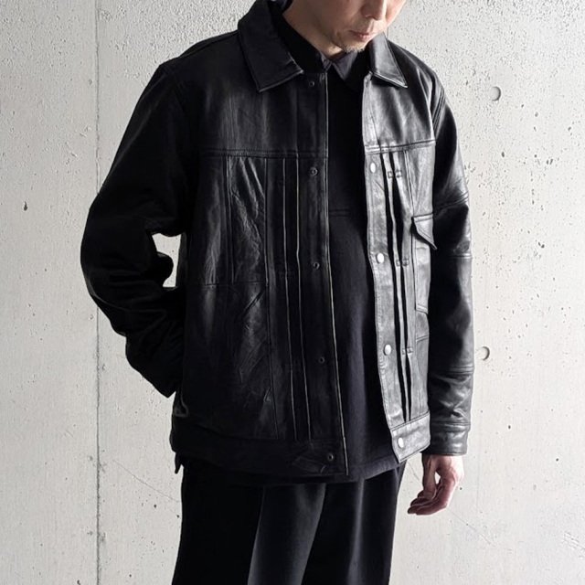 YOUSED (ユーズド) [ 3POCKET 1st LEATHER JACKET ] リメイク ファーストタイプ 3ポケット レザージャケット (BLACK) 