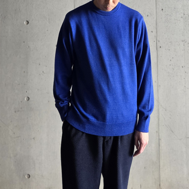 YONETOMI NEW BAISC (ヨネトミ ニューベーシック) 95-254-014 [AMERICAN WOOL & COTTON KNIT PULLOVER] アメリカンウール コットン ニット クルーネックプルオーバー (RED)(BLUE)(BLACK)