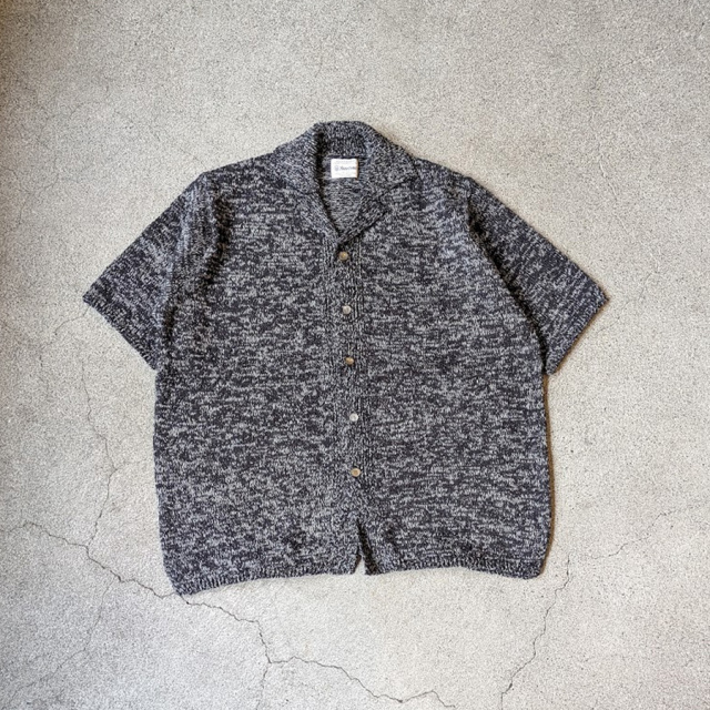 YONETOMI NEW BAISC (ヨネトミ ニューベーシック) 95-252-022 [ GIMA SLUB MOKU KNIT SHIRT ] ギマスラブニット シャツ (NAVY/WHITE) (NAVY/BLACK)