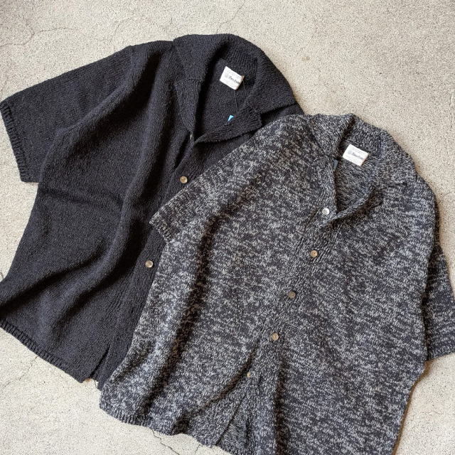 YONETOMI NEW BAISC (ヨネトミ ニューベーシック) 95-262-022 [ GIMA SLUB MOKU KNIT SHIRT ] ギマスラブニット シャツ (NAVY/WHITE) (NAVY/BLACK)