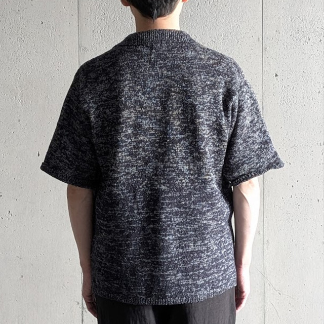 YONETOMI NEW BAISC (ヨネトミ ニューベーシック) 95-262-022 [ GIMA SLUB MOKU KNIT SHIRT ] ギマスラブニット シャツ (NAVY/WHITE) (NAVY/BLACK)