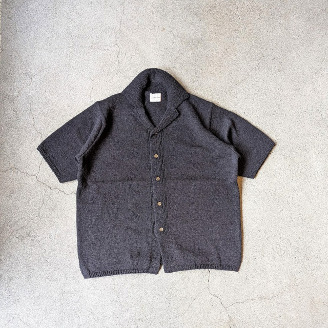 YONETOMI NEW BAISC (ヨネトミ ニューベーシック) 95-252-022 [ GIMA SLUB MOKU KNIT SHIRT ] ギマスラブニット シャツ (NAVY/WHITE) (NAVY/BLACK)