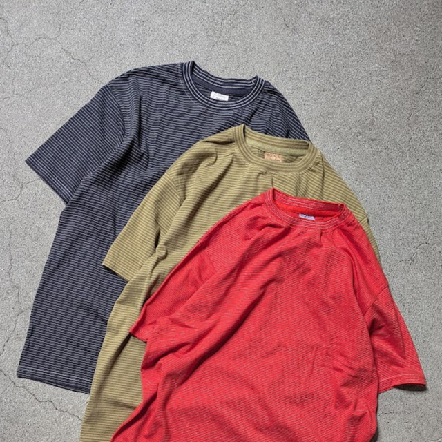 YONETOMI NEW BAISC (ヨネトミ ニューベーシック) 95-262-034 [GARMENT DYE BORDER T-SHIRT] ガーメントダイ ボーダーTシャツ (RED/SAX)(OLIVE/BROWN)(BLACK NAVY/WHITE)