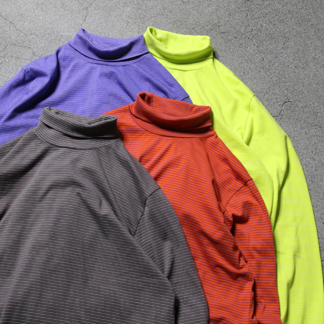 YONETOMI NEW BAISC (ヨネトミ ニューベーシック) 95-254-019 [GARMENT DYED RANDOM BORDER T-SHIRT/TURTLE・LONG SLEEVE] ガーメントダイ ボーダーT /タートルネックロングスリーブカットソー (4COLOR)