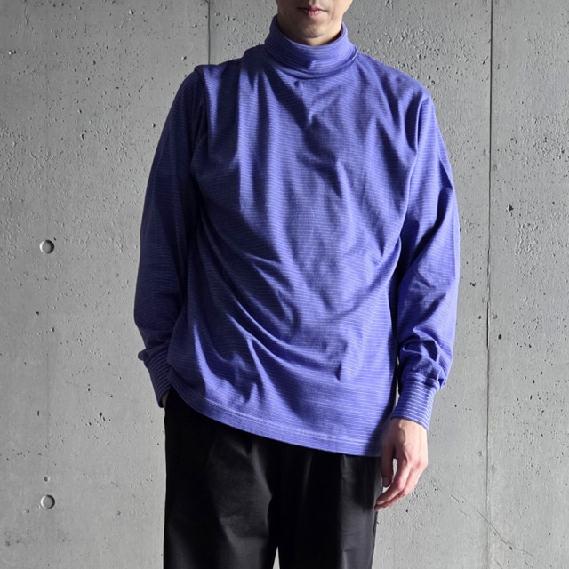 YONETOMI NEW BAISC (ヨネトミ ニューベーシック) 95-254-019 [GARMENT DYED RANDOM BORDER T-SHIRT/TURTLE・LONG SLEEVE] ガーメントダイ ボーダーT /タートルネックロングスリーブカットソー (4COLOR)