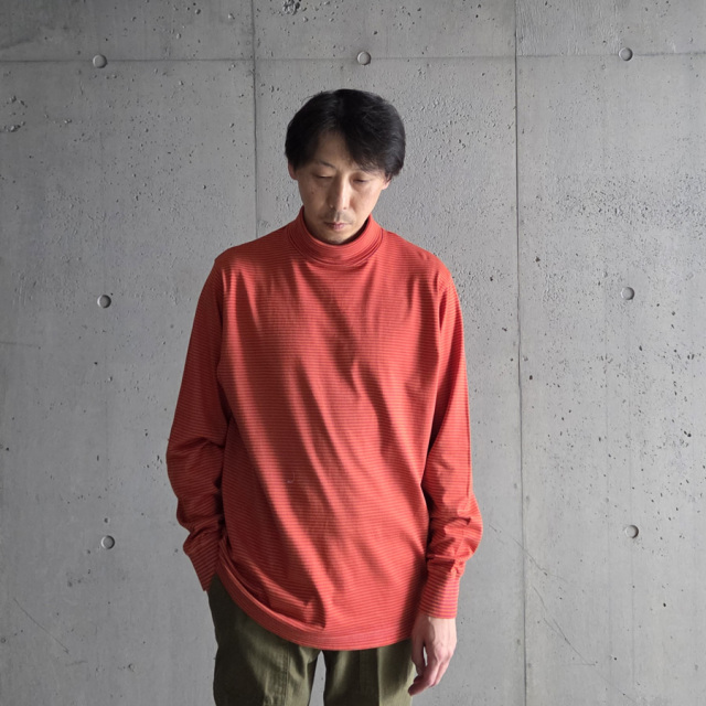 YONETOMI NEW BAISC (ヨネトミ ニューベーシック) 95-254-019 [GARMENT DYED RANDOM BORDER T-SHIRT/TURTLE・LONG SLEEVE] ガーメントダイ ボーダーT /タートルネックロングスリーブカットソー (4COLOR)