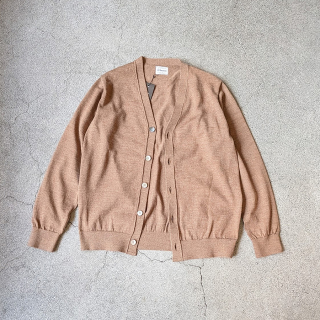 YONETOMI NEW BAISC (ヨネトミ ニューベーシック) 95-264-006 [HIGH TWIST WOOL KNIT CARDIGAN] ハイツイスト ウール カーディガン (D.GRAY)(CAMEL)