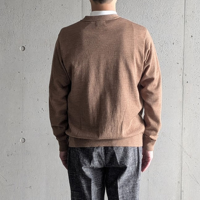 YONETOMI NEW BAISC (ヨネトミ ニューベーシック) 95-264-006 [HIGH TWIST WOOL KNIT CARDIGAN] ハイツイスト ウール カーディガン (D.GRAY)(CAMEL)