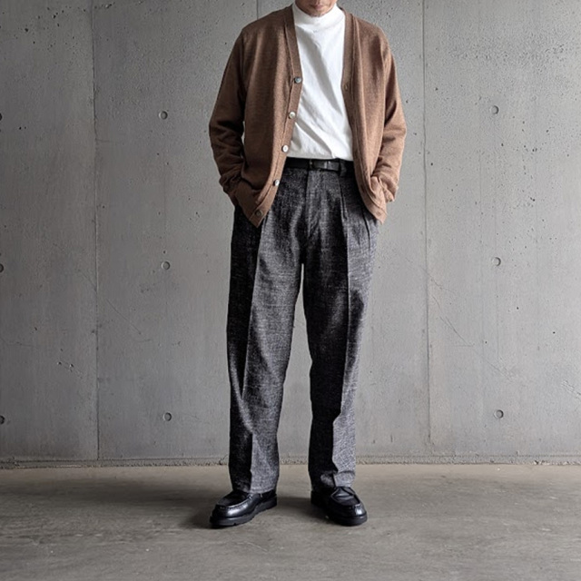 YONETOMI NEW BAISC (ヨネトミ ニューベーシック) 95-264-006 [HIGH TWIST WOOL KNIT CARDIGAN] ハイツイスト ウール カーディガン (D.GRAY)(CAMEL)