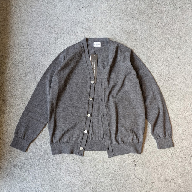 YONETOMI NEW BAISC (ヨネトミ ニューベーシック) 95-264-006 [HIGH TWIST WOOL KNIT CARDIGAN] ハイツイスト ウール カーディガン (D.GRAY)(CAMEL)