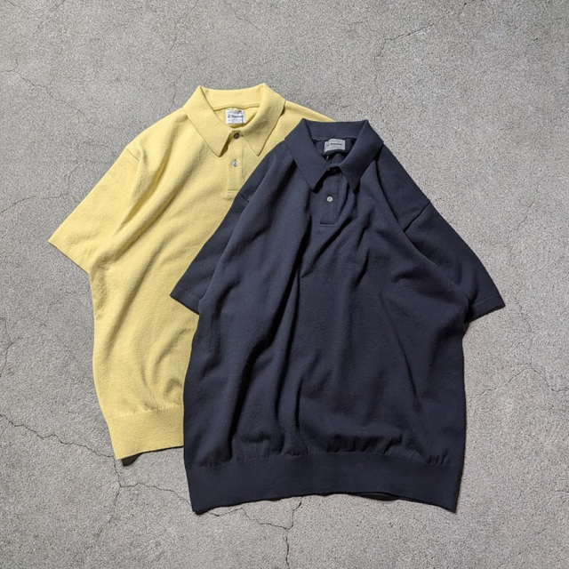 YONETOMI NEW BAISC (ヨネトミ ニューベーシック) 95-262-024 [LIGHT WEAVE COTTON  P/L] ライトウェーブコットン ニット ポロシャツ (NAVY) (YELLOW)