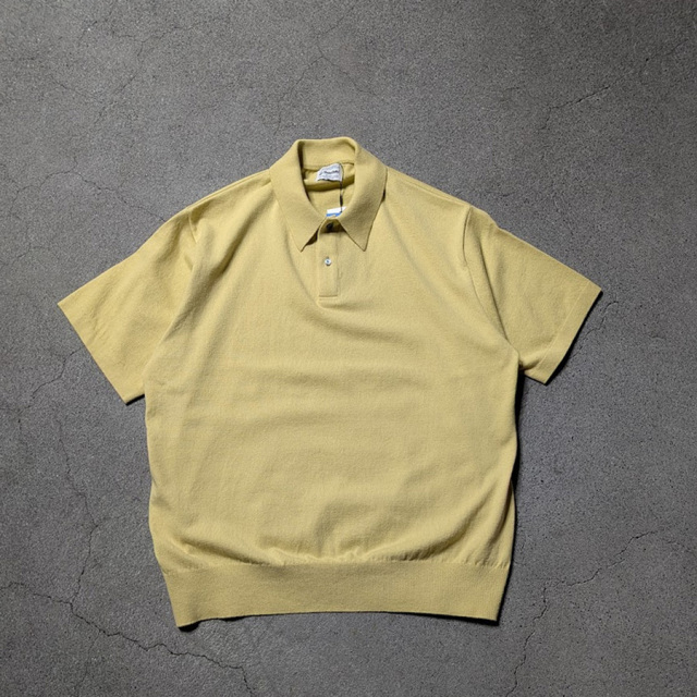 YONETOMI NEW BAISC (ヨネトミ ニューベーシック) 95-262-024 [LIGHT WEAVE COTTON  P/L] ライトウェーブコットン ニット ポロシャツ (NAVY) (YELLOW)