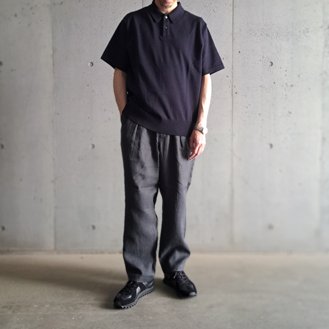 YONETOMI NEW BAISC (ヨネトミ ニューベーシック) 95-252-024 [LIGHT WEAVE COTTON  P/L] ライトウェーブコットン ニット ポロシャツ (NAVY)