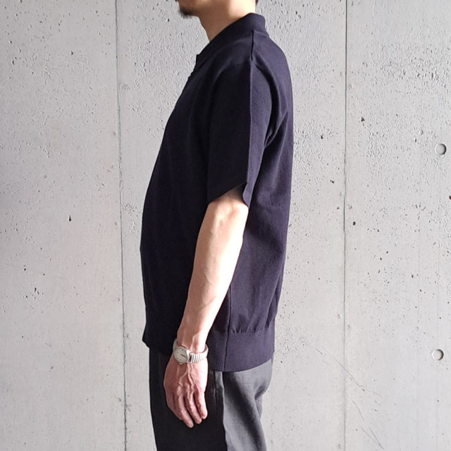 YONETOMI NEW BAISC (ヨネトミ ニューベーシック) 95-252-024 [LIGHT WEAVE COTTON  P/L] ライトウェーブコットン ニット ポロシャツ (NAVY)