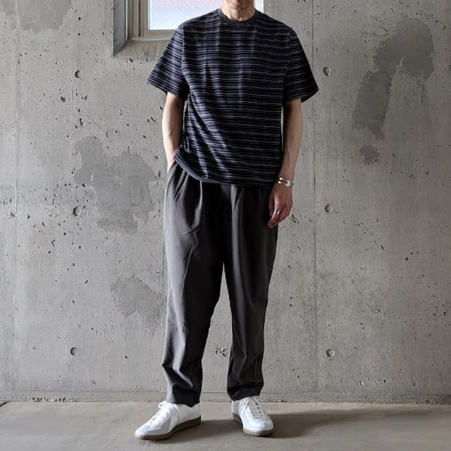 YONETOMI NEW BAISC (ヨネトミ ニューベーシック) 95-262-035 [GARMENT DYED RANDOM BORDER T-SHIRT] ガーメントダイ ランダムボーダーTシャツ (SAX/WHITE)(BLACK NAVY/WHITE)