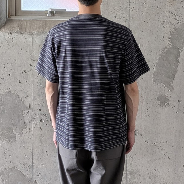 YONETOMI NEW BAISC (ヨネトミ ニューベーシック) 95-262-035 [GARMENT DYED RANDOM BORDER T-SHIRT] ガーメントダイ ランダムボーダーTシャツ (SAX/WHITE)(BLACK NAVY/WHITE)