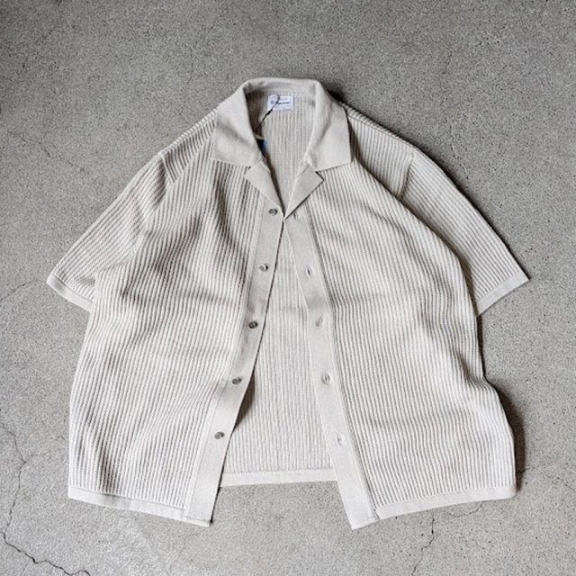 YONETOMI NEW BAISC (ヨネトミ ニューベーシック) 95-252-032 [ COTTON SUKASHI KNIT SHIRT] コット透かしンニット シャツ (GRAY) (NAVY)