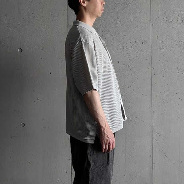 YONETOMI NEW BAISC (ヨネトミ ニューベーシック) 95-252-032 [ COTTON SUKASHI KNIT SHIRT] コット透かしンニット シャツ (GRAY) (NAVY)