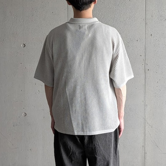 YONETOMI NEW BAISC (ヨネトミ ニューベーシック) 95-252-032 [ COTTON SUKASHI KNIT SHIRT] コット透かしンニット シャツ (GRAY) (NAVY)
