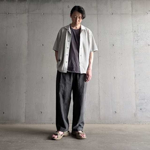 YONETOMI NEW BAISC (ヨネトミ ニューベーシック) 95-252-032 [ COTTON SUKASHI KNIT SHIRT] コット透かしンニット シャツ (GRAY) (NAVY)