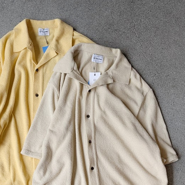 YONETOMI NEW BAISC (ヨネトミ ニューベーシック) 95-262-028 [ SURFER MOLE KNIT SHIRT ] サーファーモールニット シャツ (YELLOW) (IVORY)