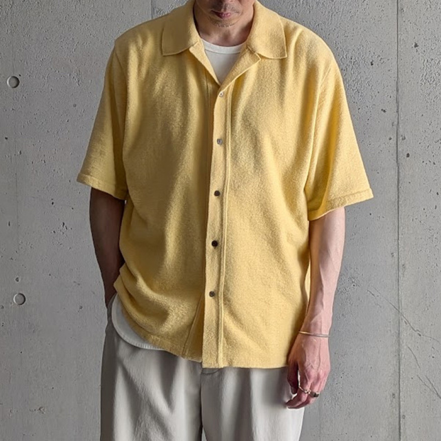 YONETOMI NEW BAISC (ヨネトミ ニューベーシック) 95-262-028 [ SURFER MOLE KNIT SHIRT ] サーファーモールニット シャツ (YELLOW) (IVORY)