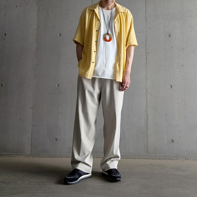 YONETOMI NEW BAISC (ヨネトミ ニューベーシック) 95-262-028 [ SURFER MOLE KNIT SHIRT ] サーファーモールニット シャツ (YELLOW) (IVORY)