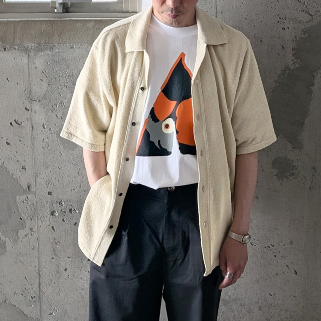 YONETOMI NEW BAISC (ヨネトミ ニューベーシック) 95-262-028 [ SURFER MOLE KNIT SHIRT ] サーファーモールニット シャツ (YELLOW) (IVORY)